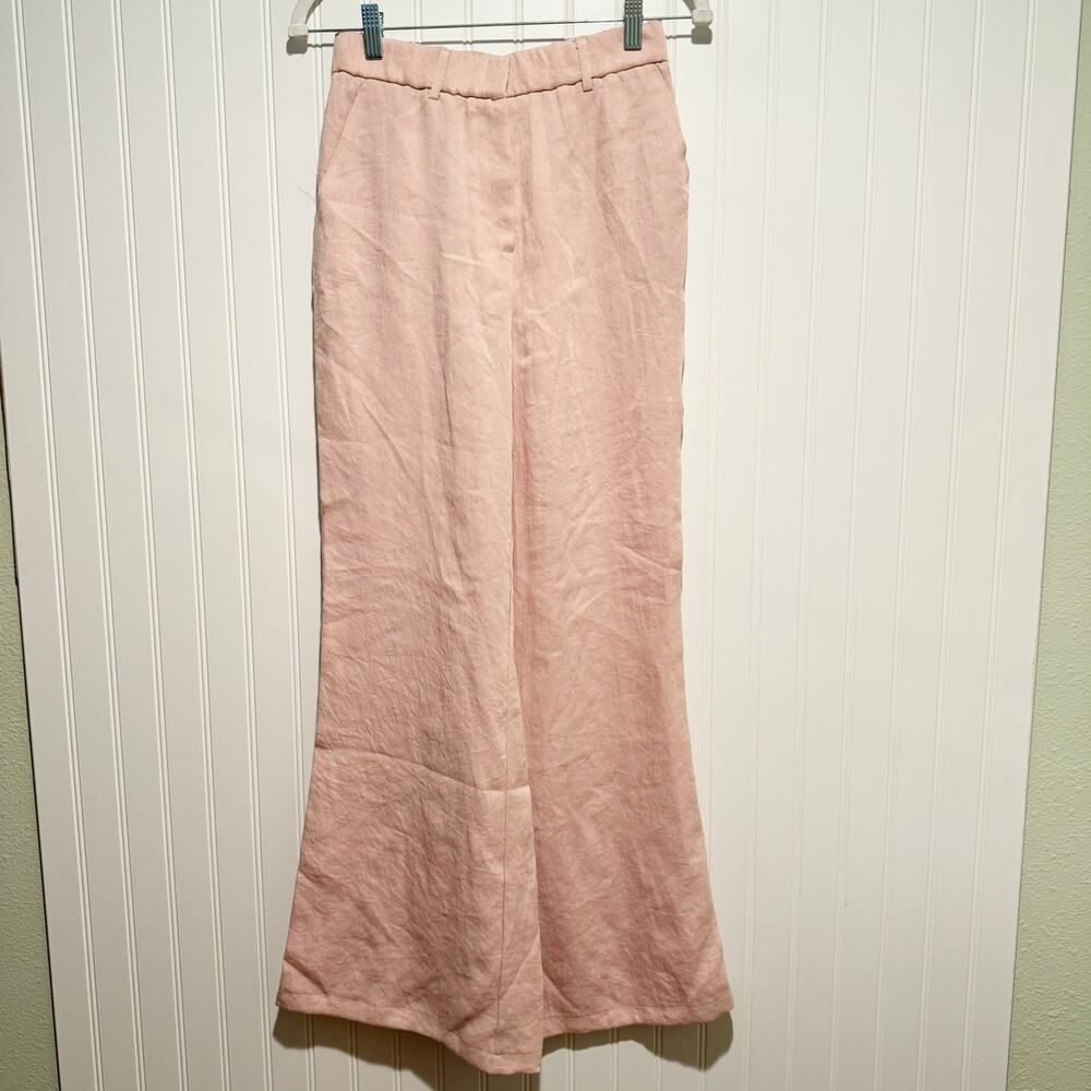 OGL European Linen Like Flared Pants Soft Pink NEW Size Small